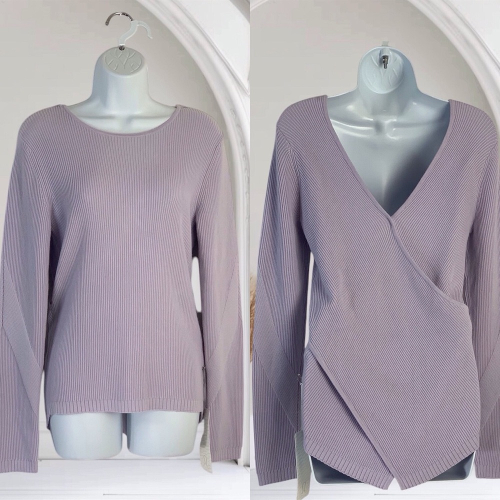 Lululemon Wrap It Back Purple/Lavender Ribbed Sweater Sz 10